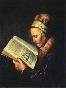 Gerrit Dou, Portrait of an old woman reading